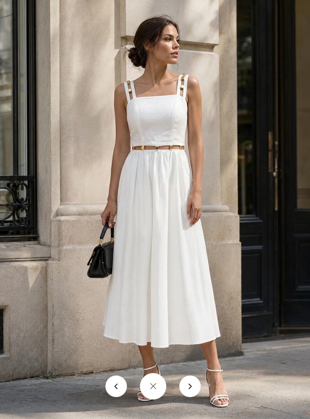 NWT Commense Metal Detail Cutout Linen Blend Midi Dress Sz XS